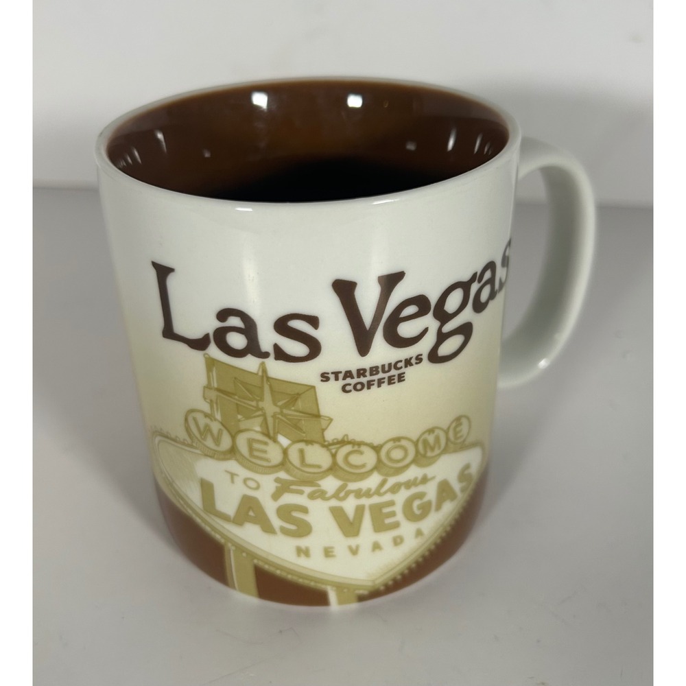 Starbucks Las Vegas Mug 2011 Global Icon City Series Brown Cream 16oz Ceramic